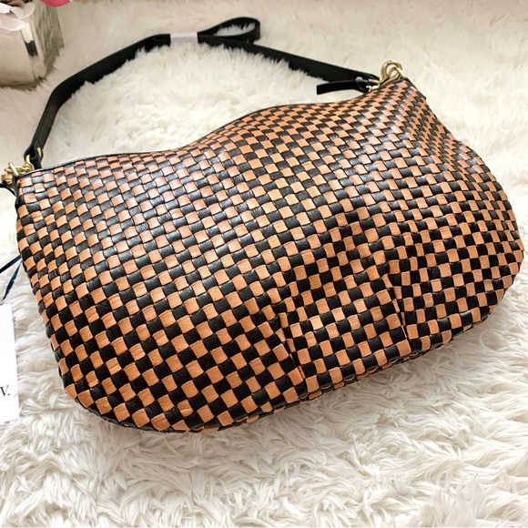 Clare V. Moyen Messenger Bag Woven Check Leather NEW - Picture 12 of 16